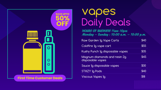 Vape digital menu