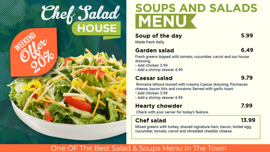 Best Soups and Salads Digital menu Ideas