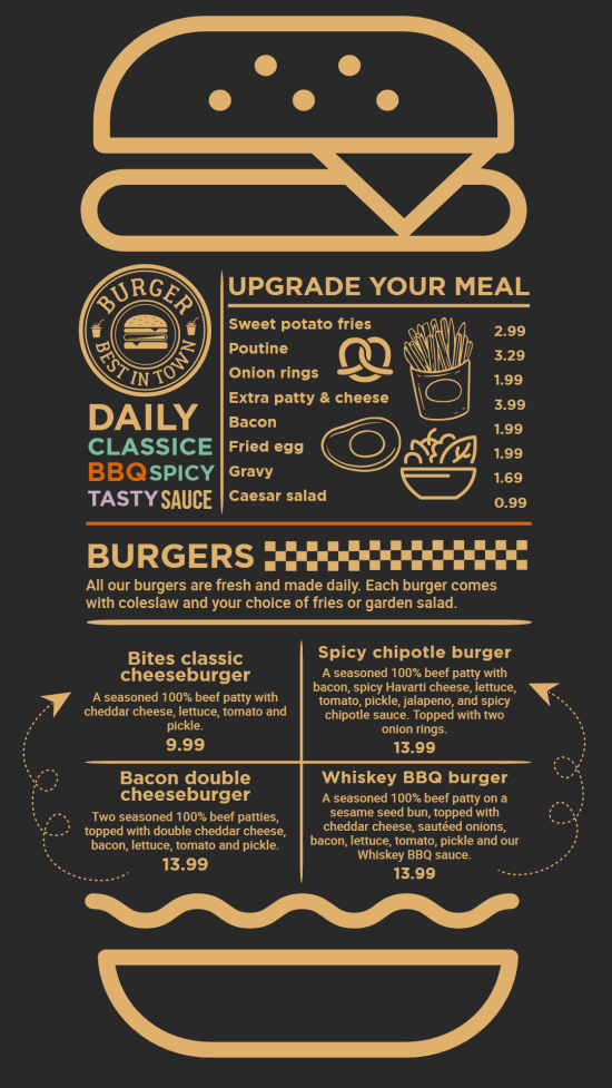 Creative Burgers Menu Design Ideas