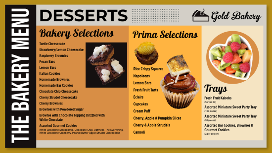 Editable Desserts Digital Menu 