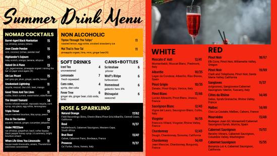 Elegant summer digital menu Template