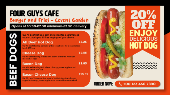 Simple Elegant Hot dog Signage menu Design