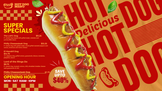 Hot dog offer menu