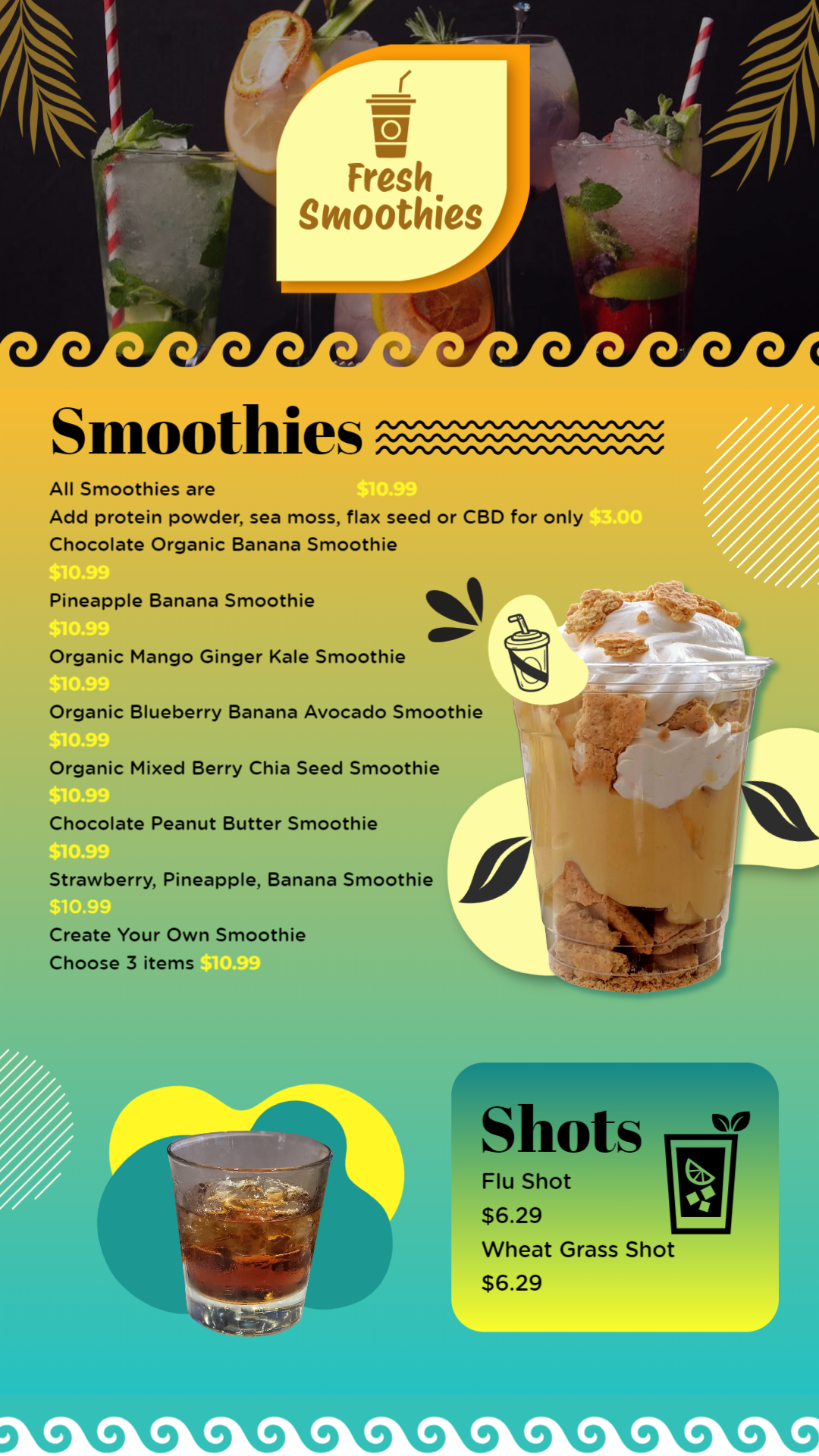 Smoothies menu design