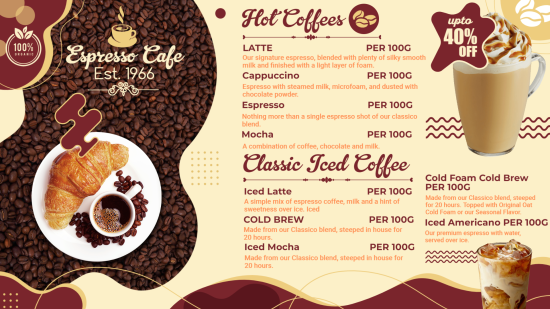 Digital Signage Coffee Menu Design