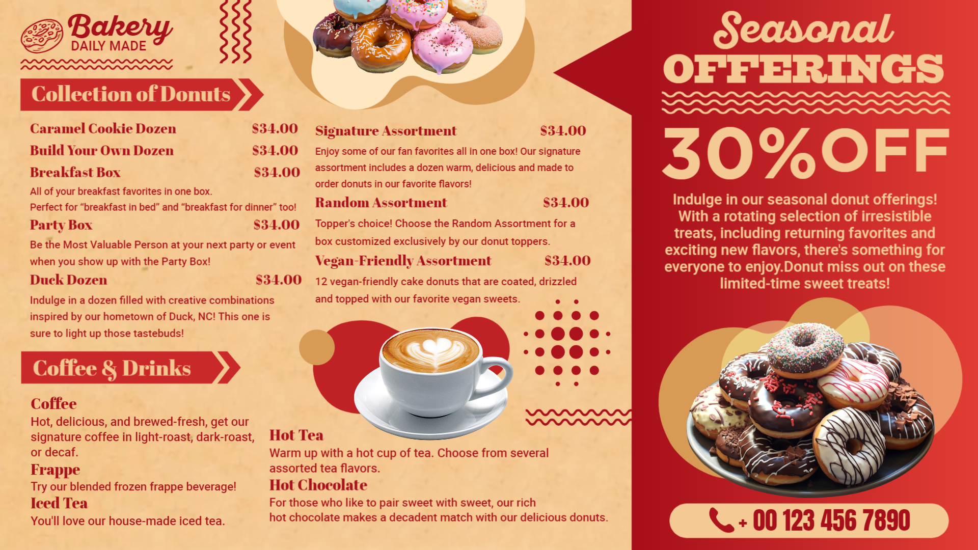 Bakery menu design for