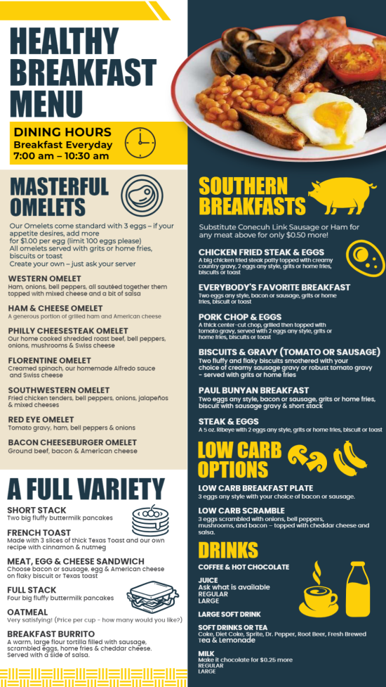 Breakfast menu