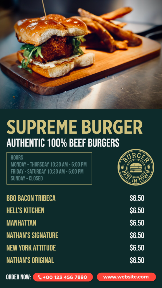 Simple Burger Digital Menu Template