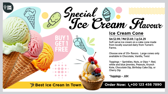 Ice cream digital menu