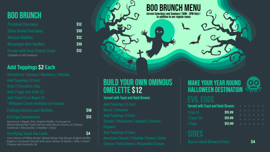 Remarkable Simple Halloween Brunch Signage menu Ideas