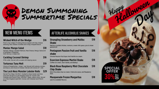 Happy Halloween Day Special Digital Menu Ideas