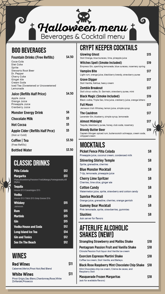 Editable Beverages and Cocktails Signage menu 