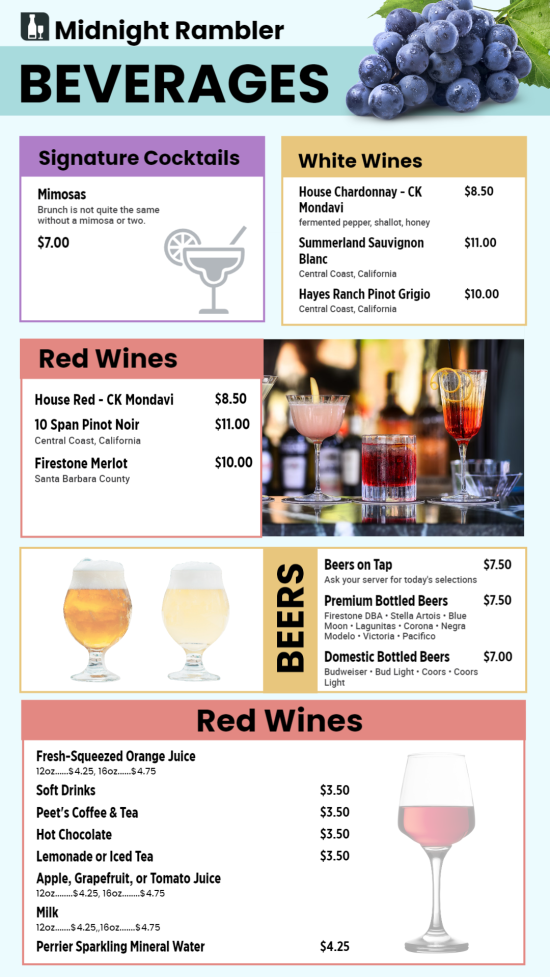 Beverage Digital  Menu