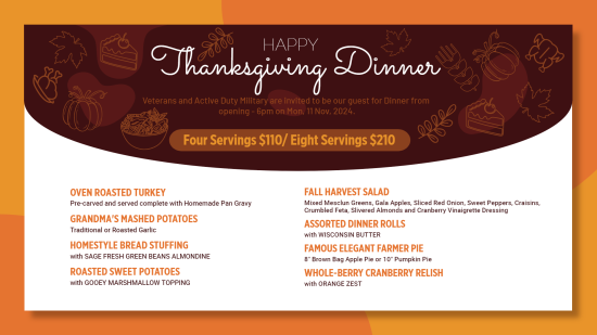 Thanksgiving dinner menu