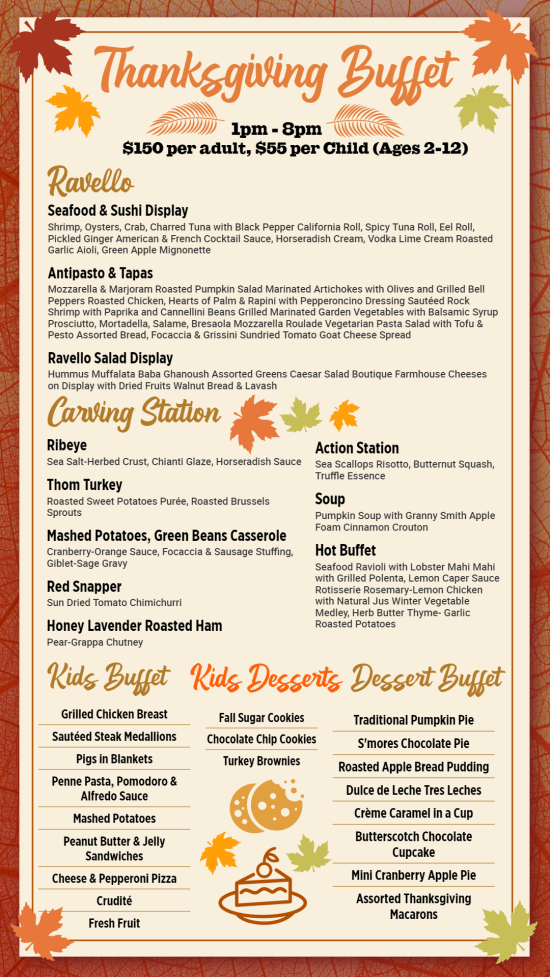 Thanksgiving buffet menu