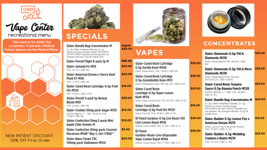 Vape Digital Menu