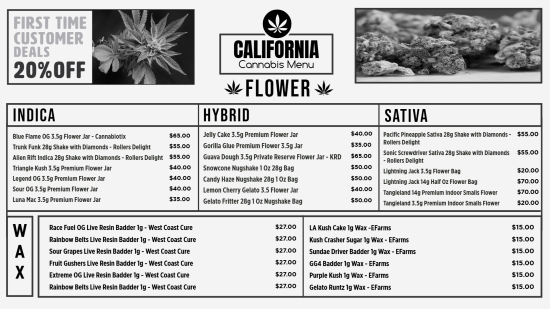 Cannabis Digital Menu