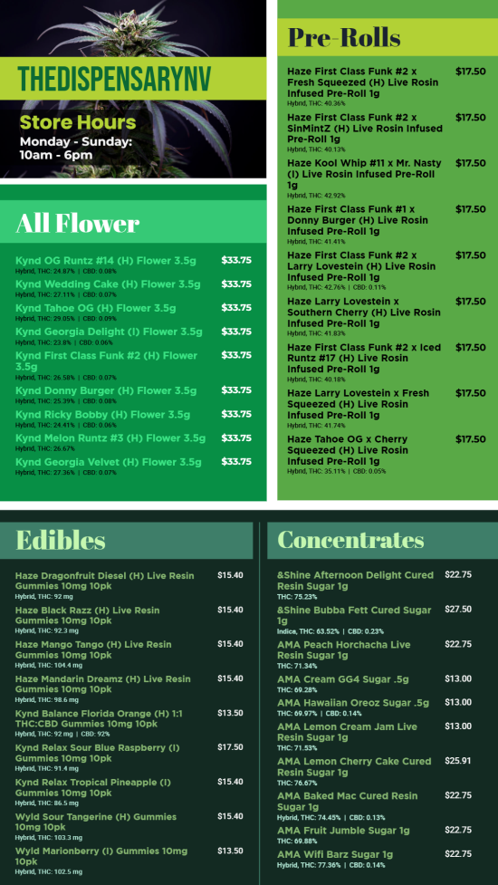 Cannabis Digital Menu