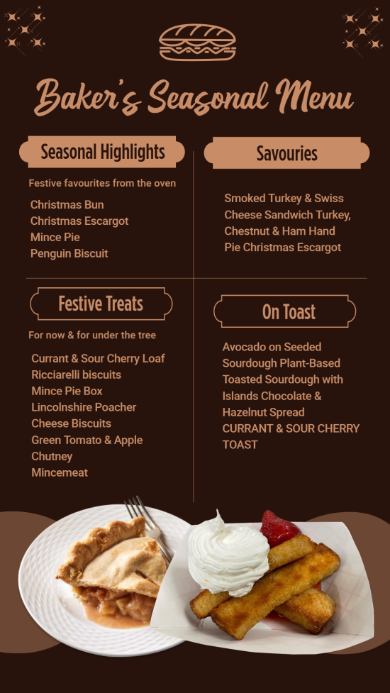 Seasonal bakery menu