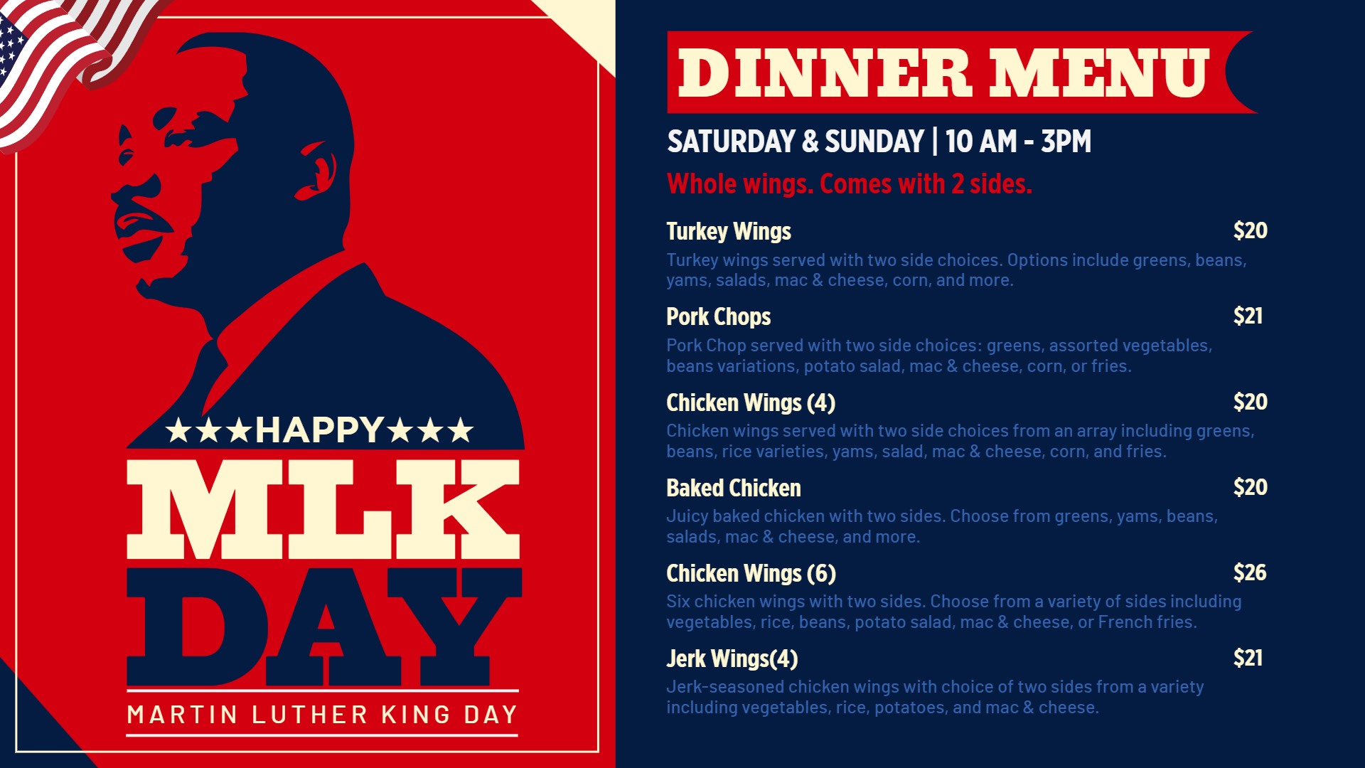 MLK Dinner Menu Template