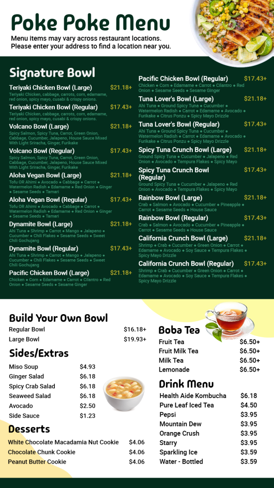 Poke digital menu