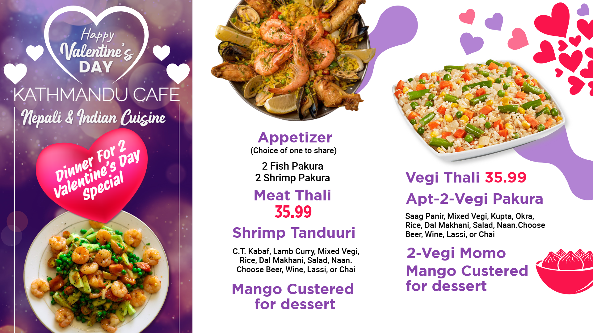 Happy Valentine's Day digital menu Template