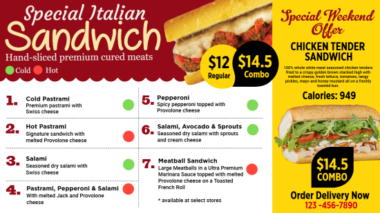 Sandwich Menu Board Template