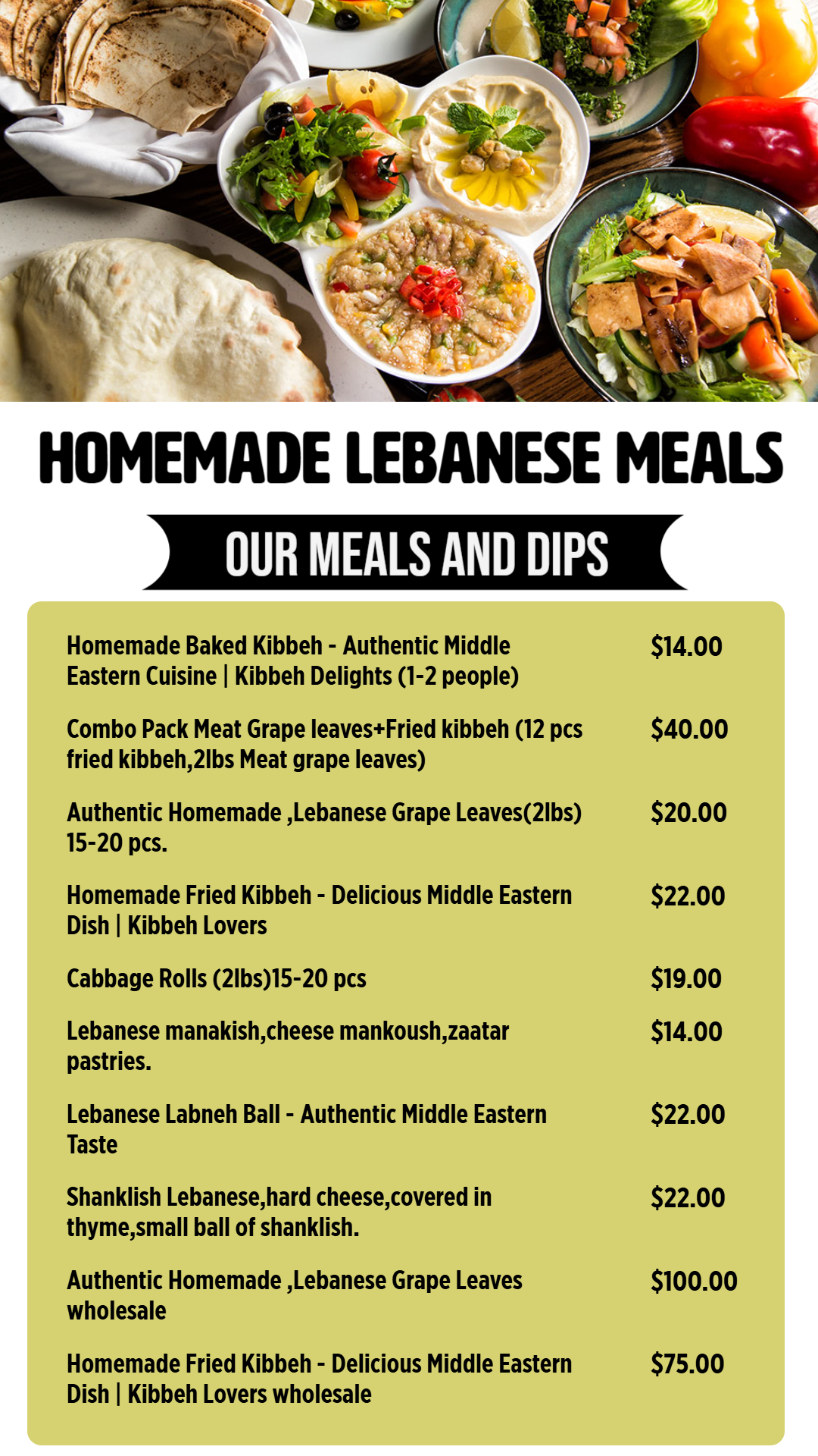 Homemade Lebanese Meals