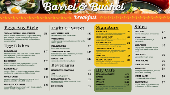 Breakfast digital menu Maker Template