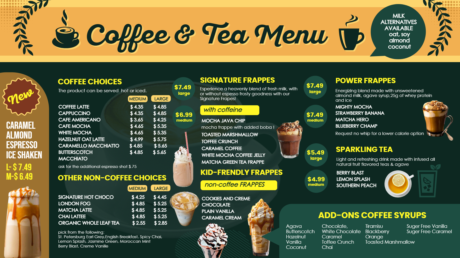 Beautiful coffee & tea menu design template