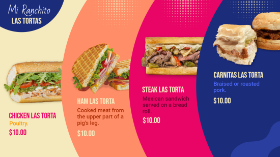 Las tortas menu